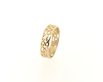 Solid 9ct Yellow Gold Irish Celtic Infinity Knot 5mm Band Ring, UK Sizes M - W USA 6 - 11 British Hallmarked Ladies Men's Celtic Jewellery