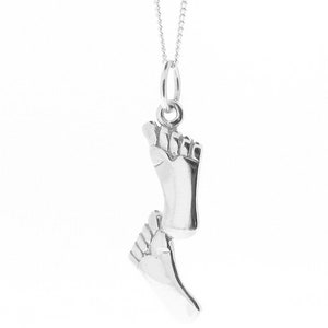 Sterling Silver Feet Pendant with 18" Silver Chain Necklace