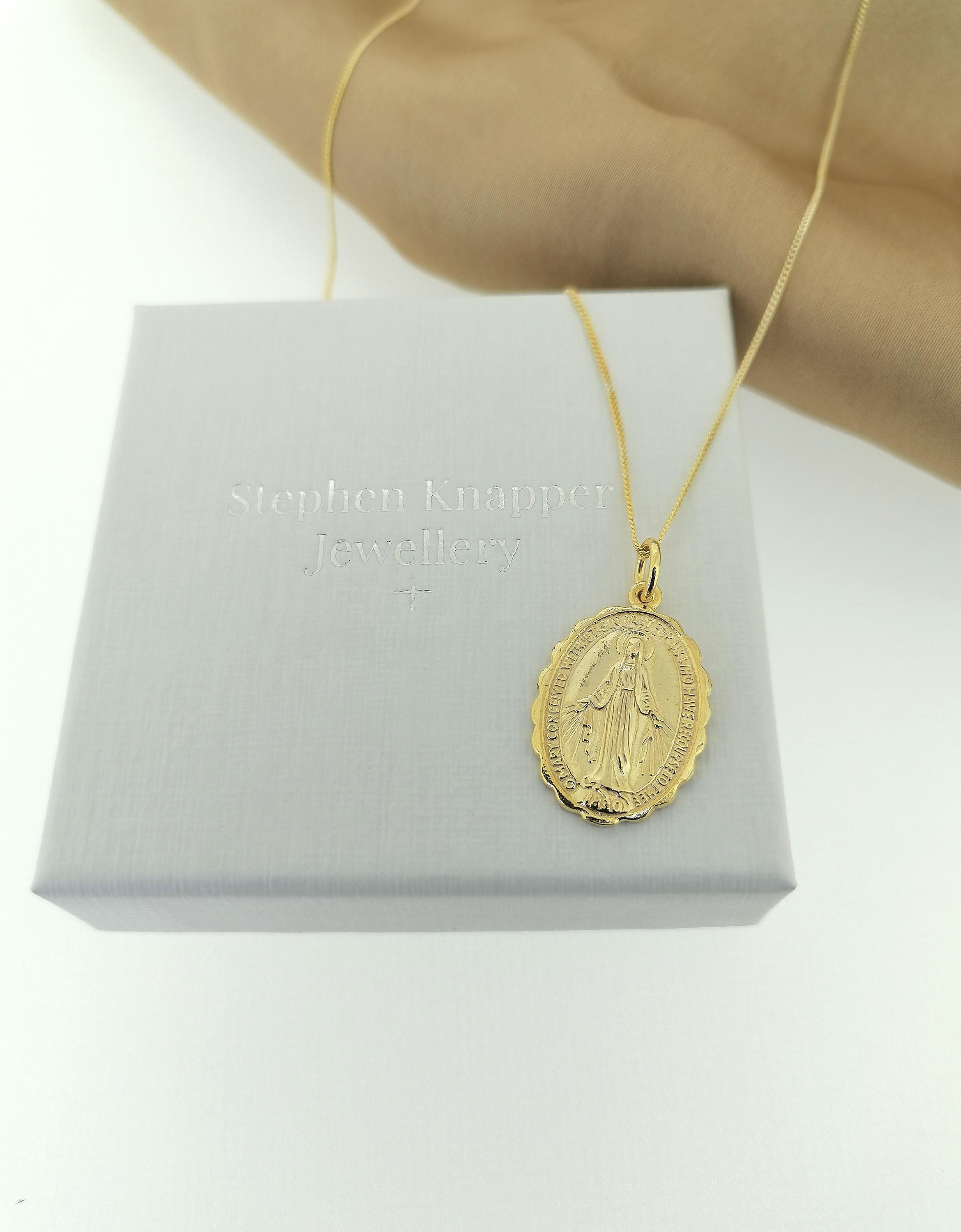 Miraculous Mary Medal Pendant 14k Yellow Gold Plated Holy Virgin Mary ...