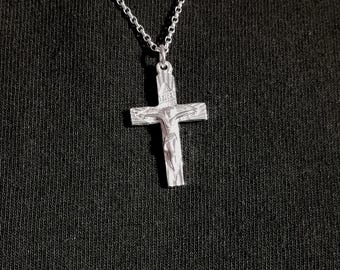 Jesus on the Cross Crucifix Pendant Sterling Silver Necklace and Silver 18" Chain, Women's Mens Religious Christian Catholic Jewellery Gifts