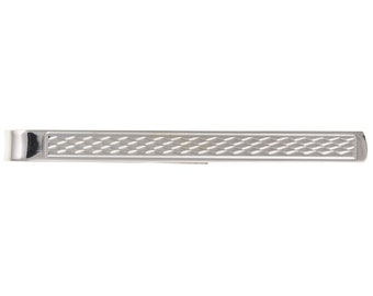 Solid Sterling Silver Men's Tie Slide Clip, Patterned Engine Turned Design