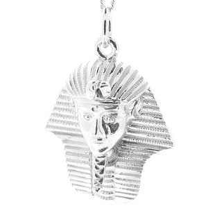 Sterling Silver King Tutankhamun Pendant & 18&quot; Chain, Symbol of Egypt Necklace, Ancient Egyptian Jewellery, Mens and Ladies Egyptian Pharaoh