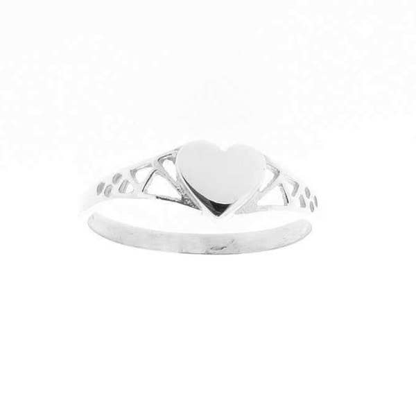 Sterling Silver Heart Shape Minimalist Signet Ring, Girlfriend Birthday Anniversary Heart Ring, Minimal Love Jewellery