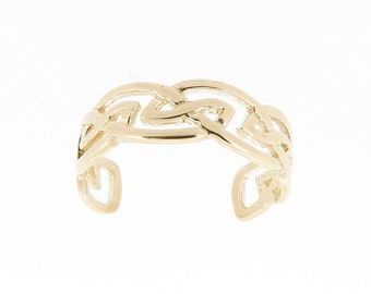 9ct Yellow Gold Celtic Toe Ring, Irish Infinity Knot Design, Adjustable Solid Gold Toe Ring, Boho Body Jewellery