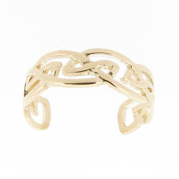 9ct Yellow Gold Celtic Toe Ring, Irish Infinity Knot Design, Adjustable Solid Gold Toe Ring, Boho Body Jewellery