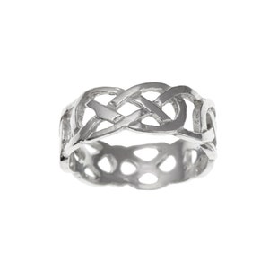 Solid Sterling Silver Celtic Infinity Knot Ring, Large Celtic Band, UK Sizes J to Z USA Sizes 4.5 to 12.5, Mens Womens Unisex Irish Wedding