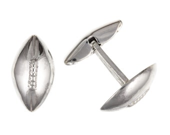 Rugby Ball Cufflinks Solid Sterling Silver, Men's Rugby Fan Gifts