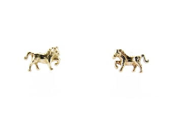 Solid 9ct Yellow Gold Small Prancing Pony Horse Stud Earrings, Children's Ladies Tiny Horse Riding Jewellery