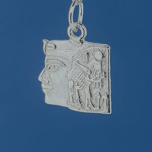 Sterling Silver Ancient Egyptian Pharaoh and Hieroglyphs Pendant 18&quot; Chain, Womens Egypt Mythology Jewelry Necklace, History Lover Gift