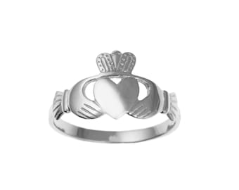 Sterling Silver Claddagh Ring Celtic Love, Loyalty, Friendship UK Sizes K to R, USA Sizes 5 to 8.5, Ladies Irish Jewellery