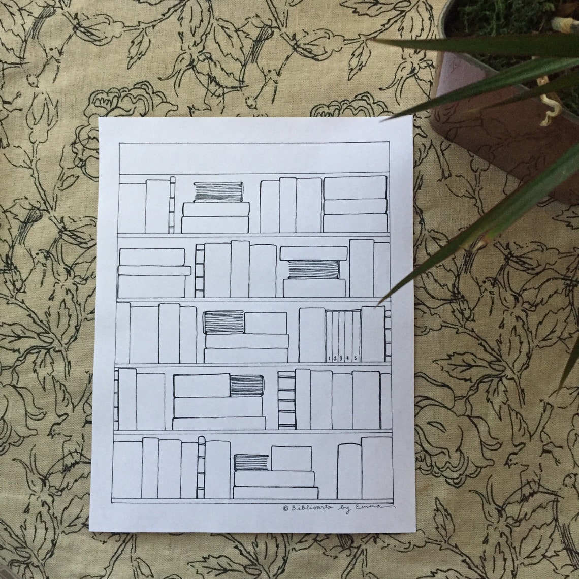 50 Book Bookcase Printable Instant Download Coloring Page Etsy
