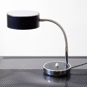 Schwarze Chrom-Vintage-Design-Schreibtischlampe | Schwarz verchromte Schreibtischlampe im Vintage-Design