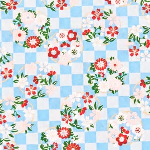 Papier origami - papier washi - papier Yuzen - papier Chiyogami - emballages de différentes tailles - fleurs Ichimatsu bleues 0409