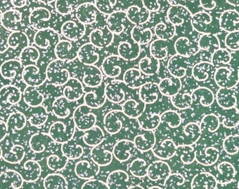 Japanese Paper - Origami Paper - Washi Paper - Yuzen Paper - Chiyogami Paper - Gold Karakusa on Green with Silver Glitter 0200**