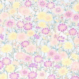 Origami Papier - Washi Papier - Yuzen Papier - Chiyogami Papier - Verschiedene Packungsgrößen - Lila Blütenstängel auf Hellblau 0549
