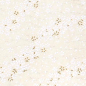 Origami Papier - Washi Papier - Yuzen Papier - Chiyogami Papier - Verschiedene Packungsgrößen - Weiß & Gold Kirschblüten auf Perlmutt-Creme #0324