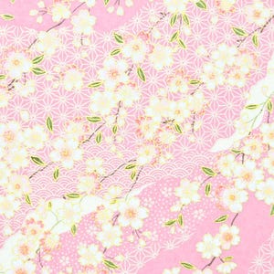 Origami Papier - Washi Papier - Yuzen Papier - Chiyogami Papier - Verschiedene Packungsgrößen - Rosa Kirschblüten auf Rosa 0537