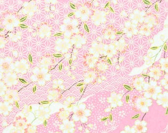 Japanese Paper - Origami Paper - Washi Paper - Yuzen Paper - Chiyogami Paper - Pink Cherry Blossoms on Pink 0537**