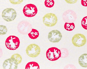 Japanese Paper - Origami Paper - Washi Paper - Yuzen Paper - Chiyogami Paper - Rabbits on Cream - #0833