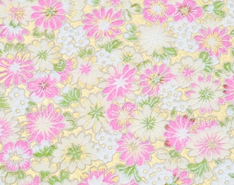Japanese Paper - Origami Paper - Washi Paper - Yuzen Paper - Chiyogami Paper - Textured Happo Mums on Gold 0388**