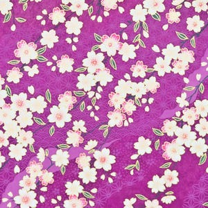 Origami Papier - Washi Papier - Yuzen Papier - Chiyogami Papier - Verschiedene Packungsgrößen - Rosa Kirschblüten auf Lila 0500