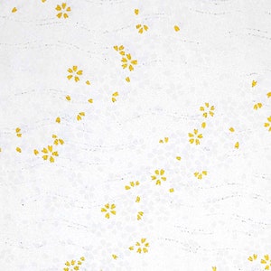 Origami Paper - Washi Paper - Yuzen Paper - Chiyogami Paper - Various Pack Sizes - White & Gold Cherry Blossoms on Pearlescent White - #0735