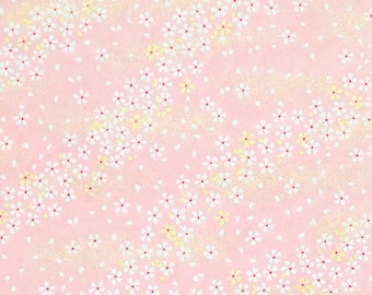 Japanese Paper - Origami Paper - Washi Paper - Yuzen Paper - Chiyogami Paper - White and Gold Cherry Blossoms on Pink 0438