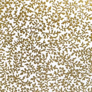 Origami Papier - Washi Papier - Yuzen Papier - Chiyogami Papier - Verschiedene Packungsgrößen - Gold Floral auf Weiß - #0213