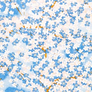 Papier origami - papier washi - papier Yuzen - papier chiyogami - différents formats - fleurs de cerisier bleues et blanches 0548