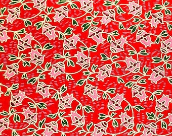 Origami Papier - Washi Papier - Yuzen Papier - Chiyogami Papier - Verschiedene Packungsgrößen - Rosa Rosen auf Rot - #0540