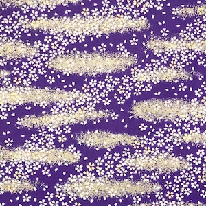 Origami Paper - Washi Paper - Yuzen Paper - Chiyogami Paper - Various Pack Sizes - White & Gold Cherry Blossoms on Blue  - #0437