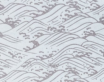 Japanese Paper - Origami Paper - Washi Paper - Yuzen Paper - Chiyogami Paper - Silver Waves on Light Blue - #0883**
