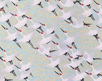 Origami Paper - Washi Paper - Yuzen Paper - Chiyogami Paper - Various Pack Sizes - Flock of Cranes on Turquoise - #0901