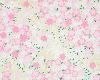 Japanese Paper - Origami Paper - Washi Paper - Yuzen Paper - Chiyogami Paper - Light Pink Cherry Blossoms on Cream 0160