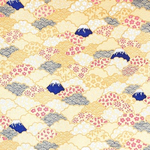 Origami Papier - Washi Papier - Yuzen Papier - Chiyogami Papier - Verschiedene Packungsgrößen - Gold Mt Fuji - #0728**