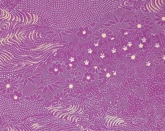 Japanese Paper - Origami Paper - Washi Paper - Yuzen Paper - Chiyogami Paper - Purple Pointillistic Floral Garden 0264