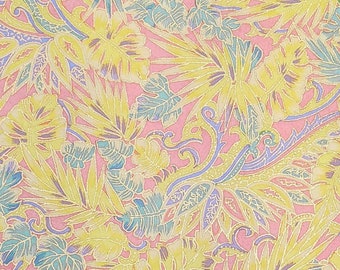 Origami Paper - Washi Paper - Yuzen Paper - Chiyogami Paper - Various Pack Sizes - Yellow Fronds on Pink - #0419