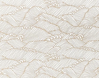 Origami Paper - Washi Paper - Yuzen Paper - Chiyogami Paper - Various Pack Sizes - Golden Waves on White - #1000