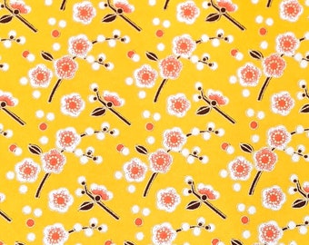 Origami Paper - Washi Paper - Yuzen Paper - Chiyogami Paper - Various Pack Sizes - Plum Blossoms on Yellow - #0944