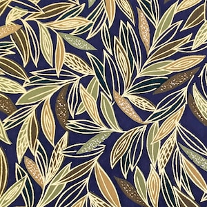 Origami Paper - Washi Paper - Yuzen Paper - Chiyogami Paper - Various Pack Sizes - Leaves on Dark Blue - #0285