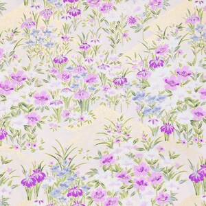 Origami Papier - Washi Papier - Yuzen Papier - Chiyogami Papier - Verschiedene Packungsgrößen - Lila Iris auf Creme #0236