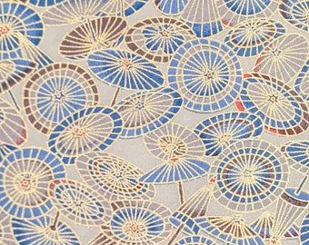 Origami Paper - Washi Paper - Yuzen Paper - Chiyogami Paper - Various Pack Sizes - Blue & Gray Parasols - #0671