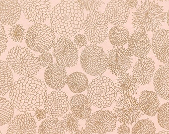 Origami Paper - Washi Paper - Yuzen Paper - Chiyogami Paper - Various Pack Sizes - Small Gold Chrysanthemums on Pink - #0976