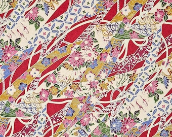 Japanese Paper - Origami Paper - Washi Paper - Yuzen Paper - Chiyogami Paper - Traditional Floral Ribbons - #0705**