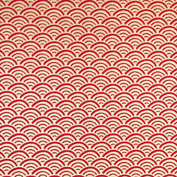 Origami Paper - Washi Paper - Yuzen Paper - Chiyogami Paper - Various Pack Sizes - Gold & Red Seigaiha Wave Crests - #0045