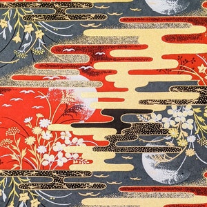 Origami Paper - Washi Paper - Yuzen Paper - Chiyogami Paper - Various Pack Sizes - Full Moon on Red & Gray - #0715