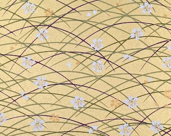 Japanese Paper - Origami Paper - Washi Paper - Yuzen Paper - Chiyogami Paper - White & Gold Cherry Blossoms on Gold - #0869**