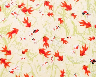 Japanese Paper - Origami Paper - Washi Paper - Yuzen Paper - Chiyogami Paper - Koi Fishes on Green - #0969