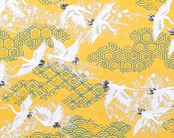 Origami Paper - Washi Paper - Yuzen Paper - Chiyogami Paper - Various Pack Sizes - Flying Cranes on Yellow - #1005