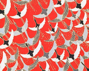 Origami Paper - Washi Paper - Yuzen Paper - Chiyogami Paper - Various Pack Sizes - Gray Cranes on Red - #0357
